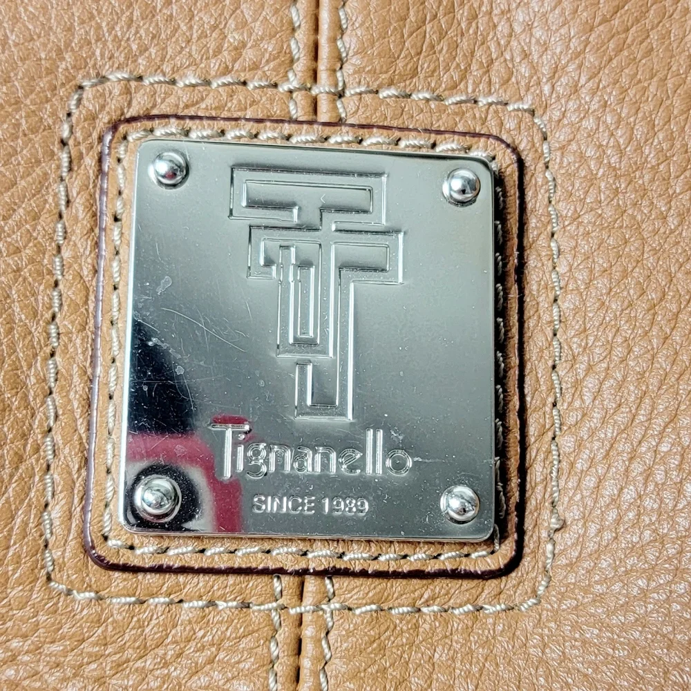 Tignanello Genuine Leather Tan Satchel Bag - Picture 10 of 13